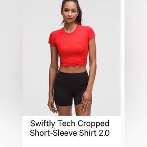 Lululemon Swiftly Tech Cropped Short-
Sleeve Shirt 2.0
Hot Heat/Hot Heat